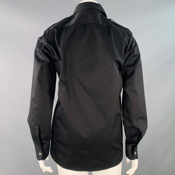 JOHN RICHMOND Size L Black Silver Cotton Blend Studded Stars Two Pockets Shirt - Picture 4 of 9